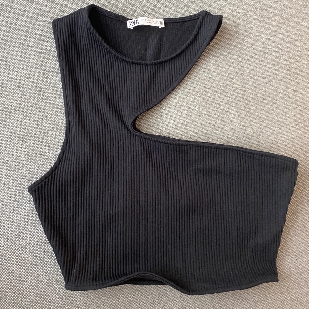 Zara Ribbed Cutout Crop Top